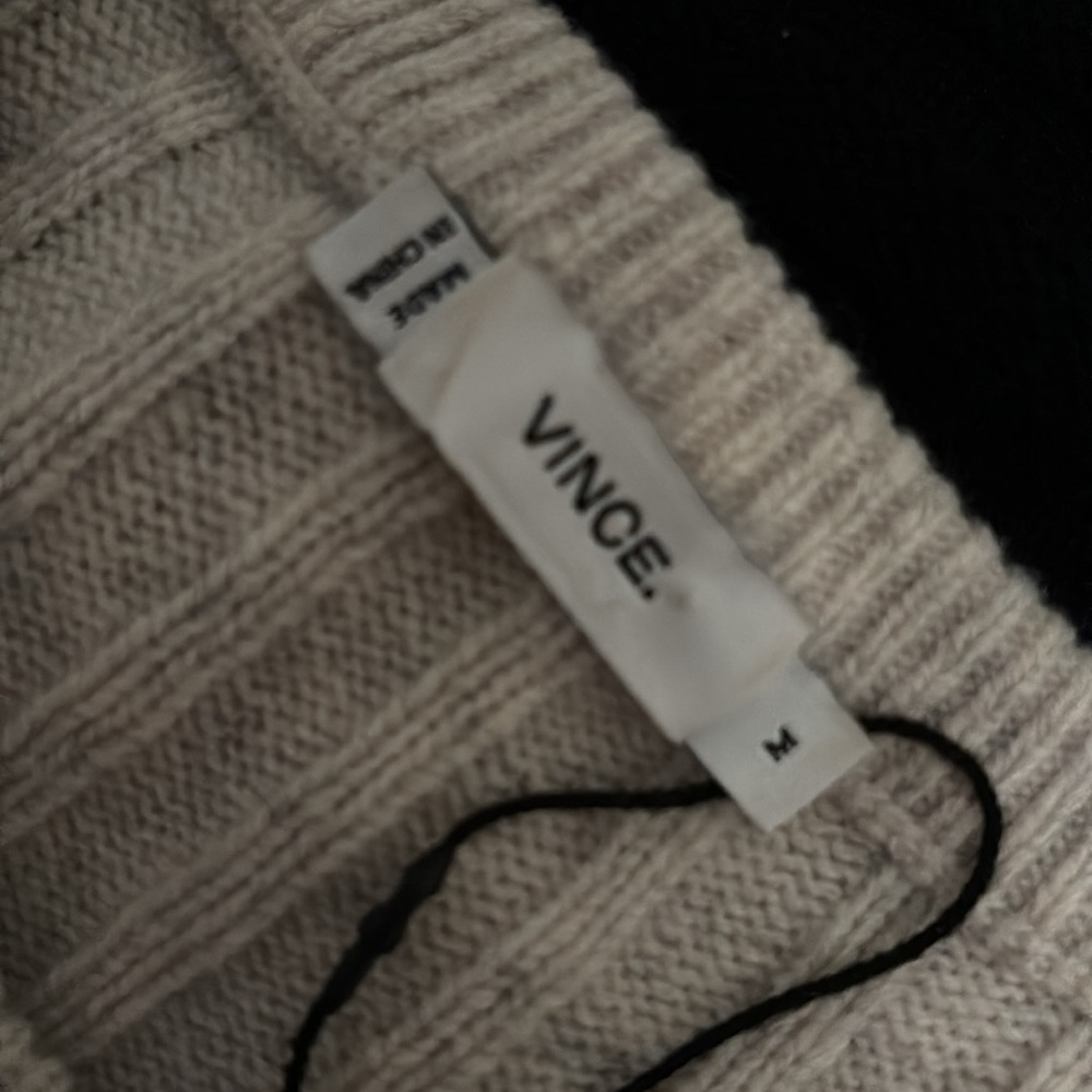 Vintage Vince Colorblock Intarsia Crew Sweater Heather Black Steel Wool Cashmere - Picture 6 of 12